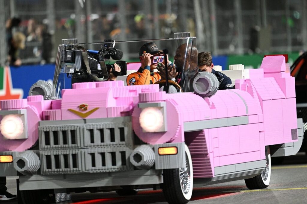 Terry Crews Drives Full-Size LEGO Cadillac During F1 Stars' Las Vegas GP Victory Lap