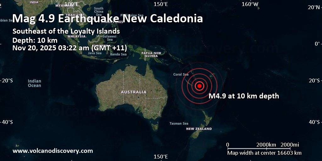 Multiple Earthquakes Shake South Pacific Near New Caledonia: Latest Seismic Activity Update