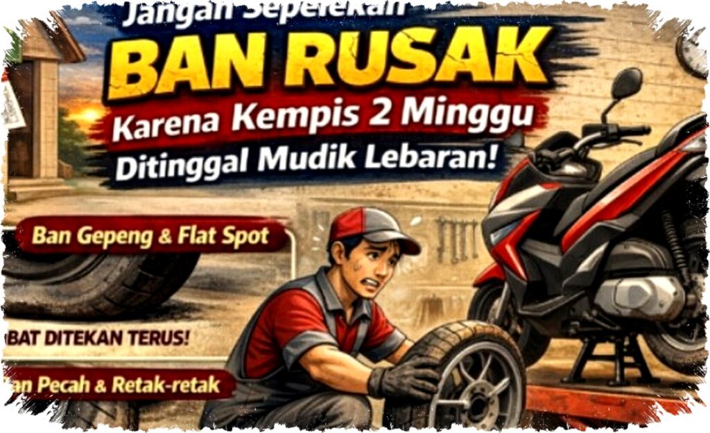 Neglected Motorcycle Tires During Two-Week Eid Leave, Hidden Dangers Threaten Flat Spots, Structural Damage, and Costly Repairs!