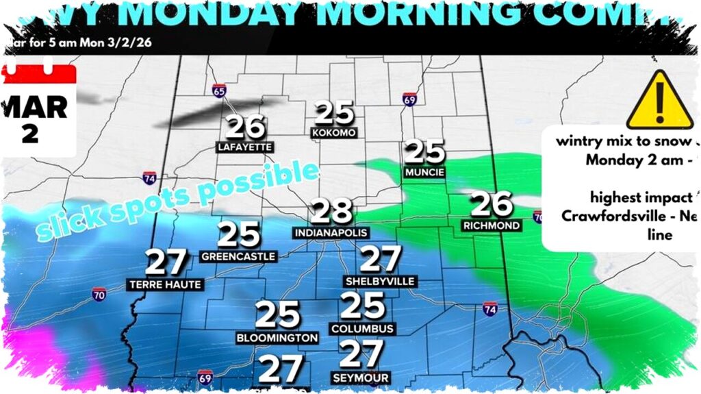 Overnight Snow Threatens Monday Commute With Slick Roads, Cooler Air Sets Stage Before Heavy Rain Arrives Tuesday