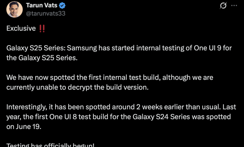 One UI 9 Test Build Surfaces for Galaxy S25, Samsung’s Next Major Update Moves Closer