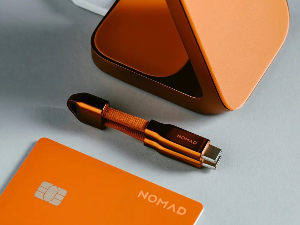 Nomad’s Orange AirTag Rival Fits in a Wallet, and the Matching MagSafe Stand Follows