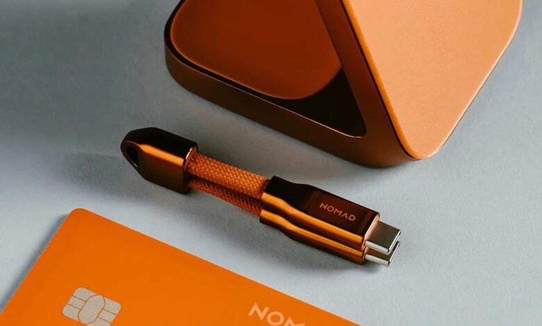 Nomad’s Orange AirTag Rival Fits in a Wallet, and the Matching MagSafe Stand Follows