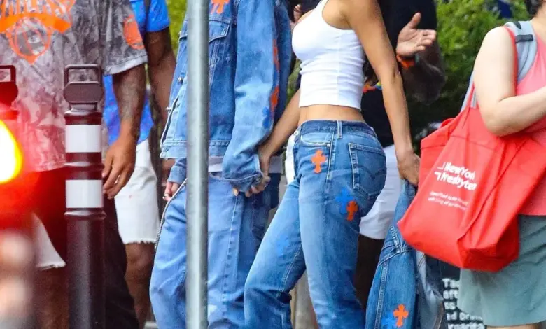 Kylie Jenner and Timothée Chalamet Match in Denim Chrome Hearts at the NBA Finals
