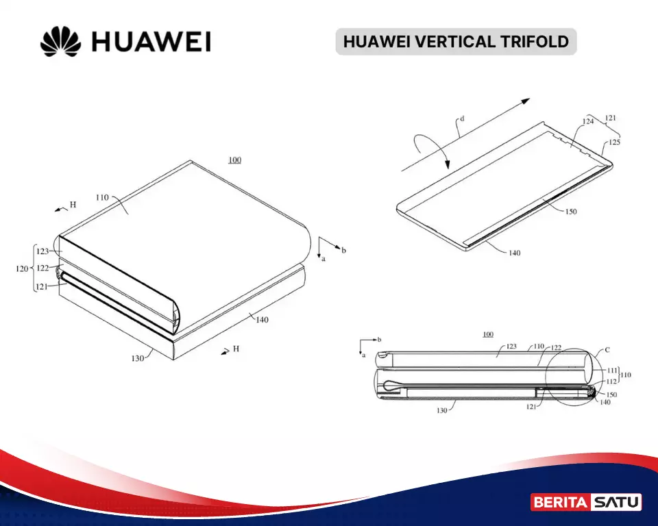 Huawei’s Vertical Tri-Fold Patent Hints at a Rare S-Shaped Foldable