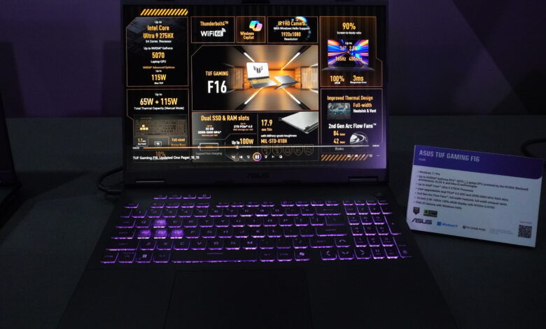 ASUS TUF Gaming F16 Brings RTX 5070 to a More Accessible Class, Without the ROG Price Tag